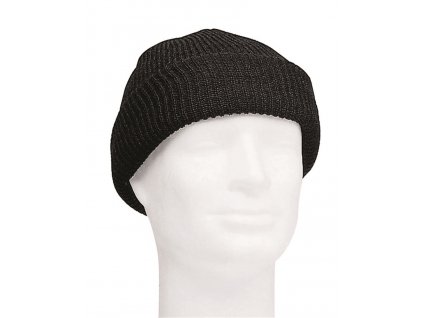 Kulich vlněný černý hrubý úplet s ohrnutím US Wool Watch Cap Mil-Tec® 12140002