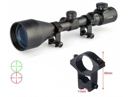 Puškohled 3-9 x 56 EG zoom Rifle Scope montáž 11 mm podsvícený kříž