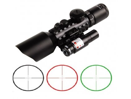 Taktický puškohled LS 3-10 x 42E podsvícený kříž s laserem montáž 20 mm