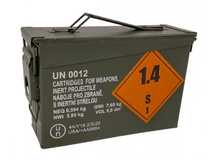 Bedna muniční plechová úzká schránka Ammo Box cal. 30 M19A1 AČR originál zánovní