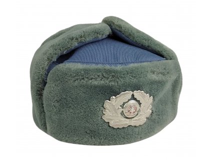 Čepice zimní beranice důstojnická ušanka šedo-modrá NVA originál