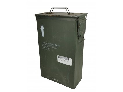 Bedna muniční plechová vysoká schránka US M9 Ammo Box Cal. 50 Large PA 60mm originál použitá