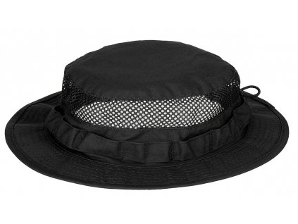 Klobouk síťovaný černý Jungle Bush Hat Mesh Boonie Black RipStop MFH® 10720A