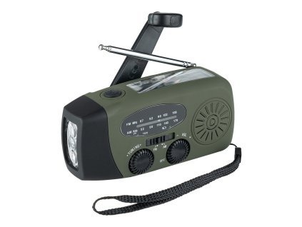 Multifunkční rádiová svítilna s nabíječkou na kliku Emergency Solar Crank Radio Fosco™