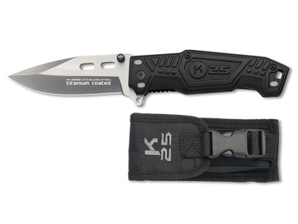 Nůž zavírací hladké ostří Tactical s pouzdrem černý RUI/K25® 18869