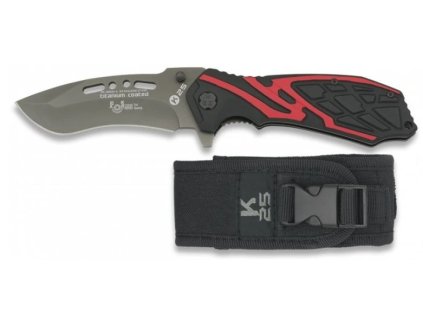 Nůž zavírací hladké ostří Tactical s pouzdrem černo-červený RUI/K25® 19931-A