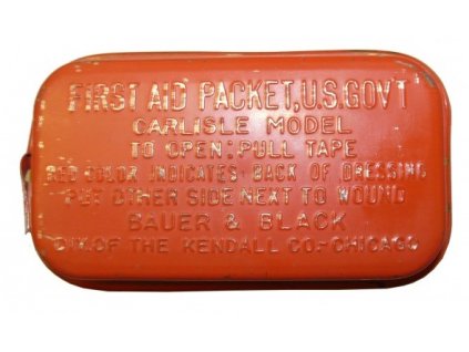 Lékárnička US M24 oranžová plechová WWII originál pro sběratele