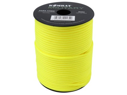 Šňůra padáková 3mm paracord 100m na cívce Kombat® signální žlutá