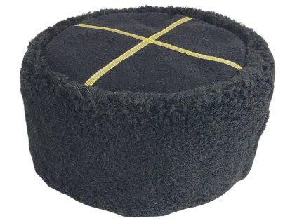 Čepice zimní Papakha z černé kožešiny s černým vrškem