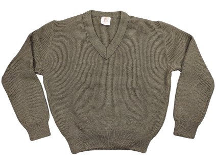 Svetr Jumper vlněný výstřih do V zelený Francie