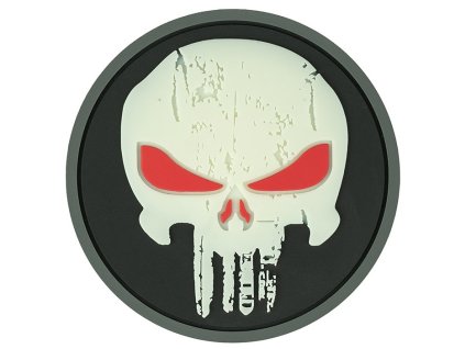 Nášivka 3D PVC Punisher červené oči svítící