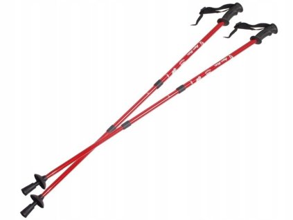 Trekové hole odpružené teleskopické pro chůzi červené Eurobatt® Antishock Nordic walking