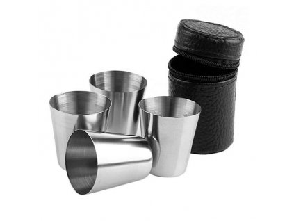 Sada hrnků (panák,štamprle) 4 kusy nerez 60ml s pouzdrem