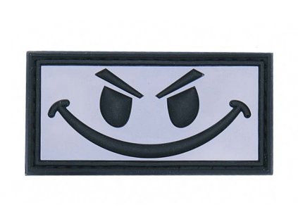 Nášivka Evil smiley biely 3D PVC