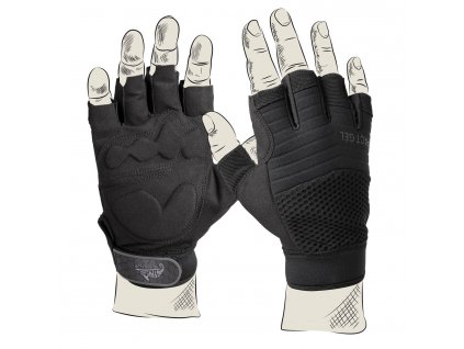 Rukavice Half Finger Gloves Impact Gel Helikon černé RK-HFG-PO-01