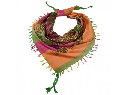Šátek bavlněný palestina Multicolor 3 zelená/oranžová/růžová/černá (shemagh, arafat) MMB®