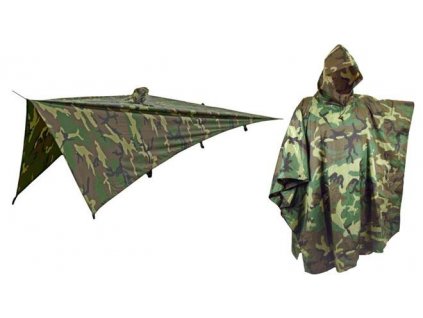 Pončo nepromokavá pláštěnka Poncho US RipStop Woodland Fostex®