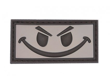 Nášivka Evil smiley hnědý 3D PVC