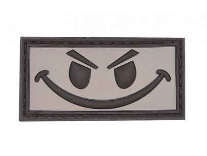 Nášivka Evil smiley hnědý 3D PVC