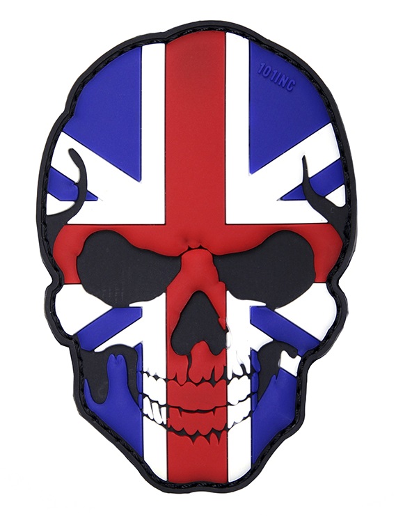 101. INC Nášivka lebka skull vlajka Velká Británie 3D PVC suchý zip