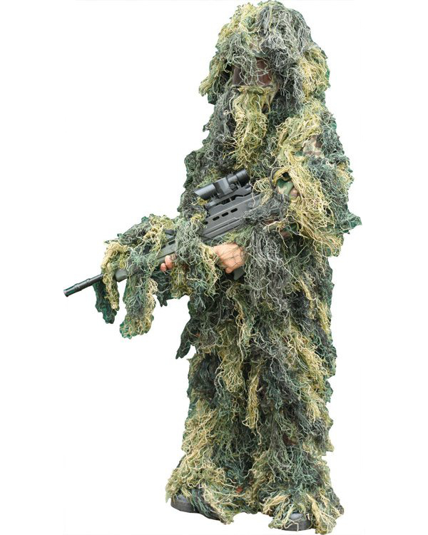 KOMBAT UK Dětský maskovací oblek Hejkal (Ghillie Suit) woodland 4-dílný Kombat® Velikost: L/XL 10-12 let