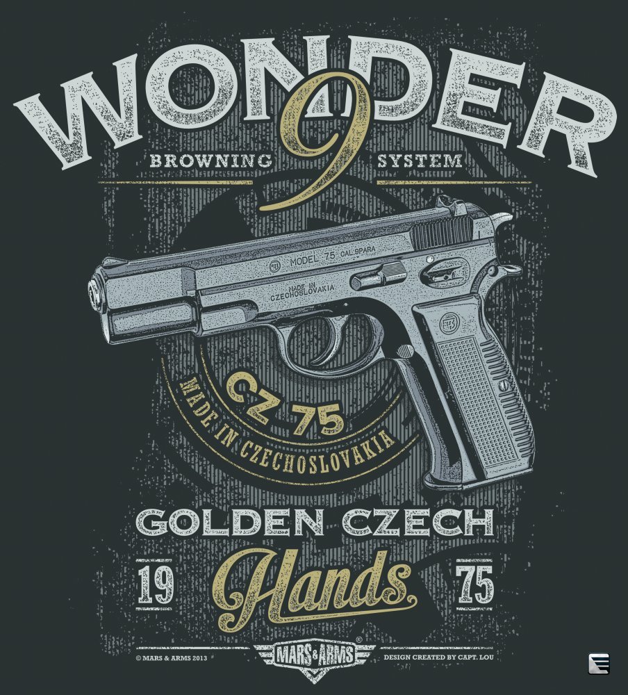 MARS & ARMS tričko s potiskem WONDER 9 CZ 75 Velikost: L