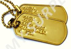 ORIGINÁL USA Identifikační známky ID US Dog Tags originál zlatové - ražba ID známek