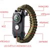 Náramek Paracord  Survival Led S.O.S. 6v1 oliv multifunkční