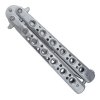 Nůž motýlek nýtovaný stříbrný děrovaný Balisong LG6988