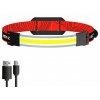 Svítilna čelovka LED COB + červené světlo 300lm nabíjecí USB
