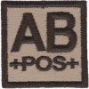 Označení krevní skupiny AB+ velcro suchý zip 4x4 pouštní desert B-53