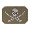 Nášivka pirátská lebka se zkříženými meči 3D PVC Jolly Roger Olive Drab zelená