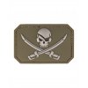 Nášivka pirátská lebka se zkříženými meči 3D PVC Jolly Roger Olive Drab zelená