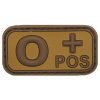Nášivka označení krevní skupiny 0+ positive hnědá 3D PVC MFH® Brown-Khaki