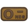 Nášivka označení krevní skupiny 0- negative hnědá 3D PVC MFH® Brown-Khaki