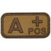 Nášivka označení krevní skupiny A+ positive hnědá 3D PVC MFH® Brown-Khaki