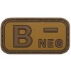 Nášivka označení krevní skupiny B- negative hnědá 3D PVC MFH® Brown-Khaki