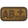 Nášivka označení krevní skupiny AB+ positive hnědá 3D PVC MFH® Brown-Khaki