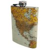 Likérka placatka mapa světa 8oz. 240ml nerez