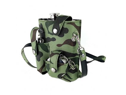 Ploskačka s púzdrom ARMY 270ml + 1ks pohárik a nôž (1)