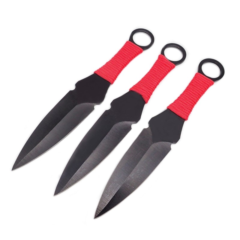 Vrhacie nože Kunai RED 3ks