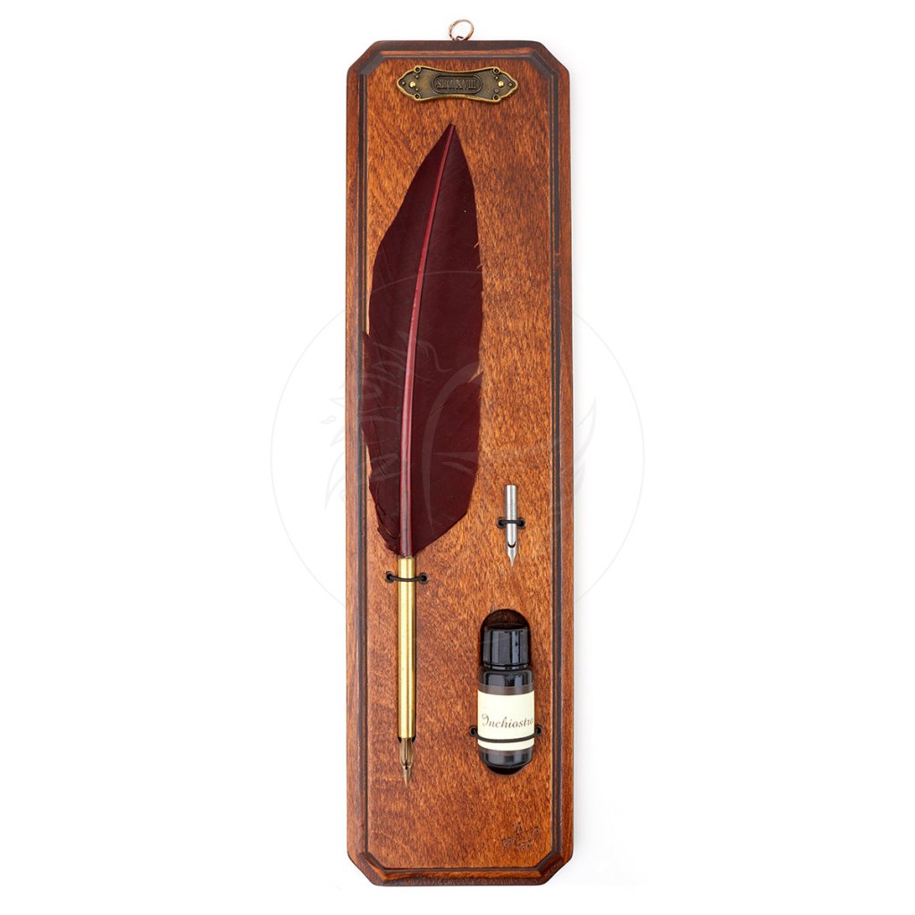 Vintage brk s inkoustem "BORDO FEATHER" temně rudý