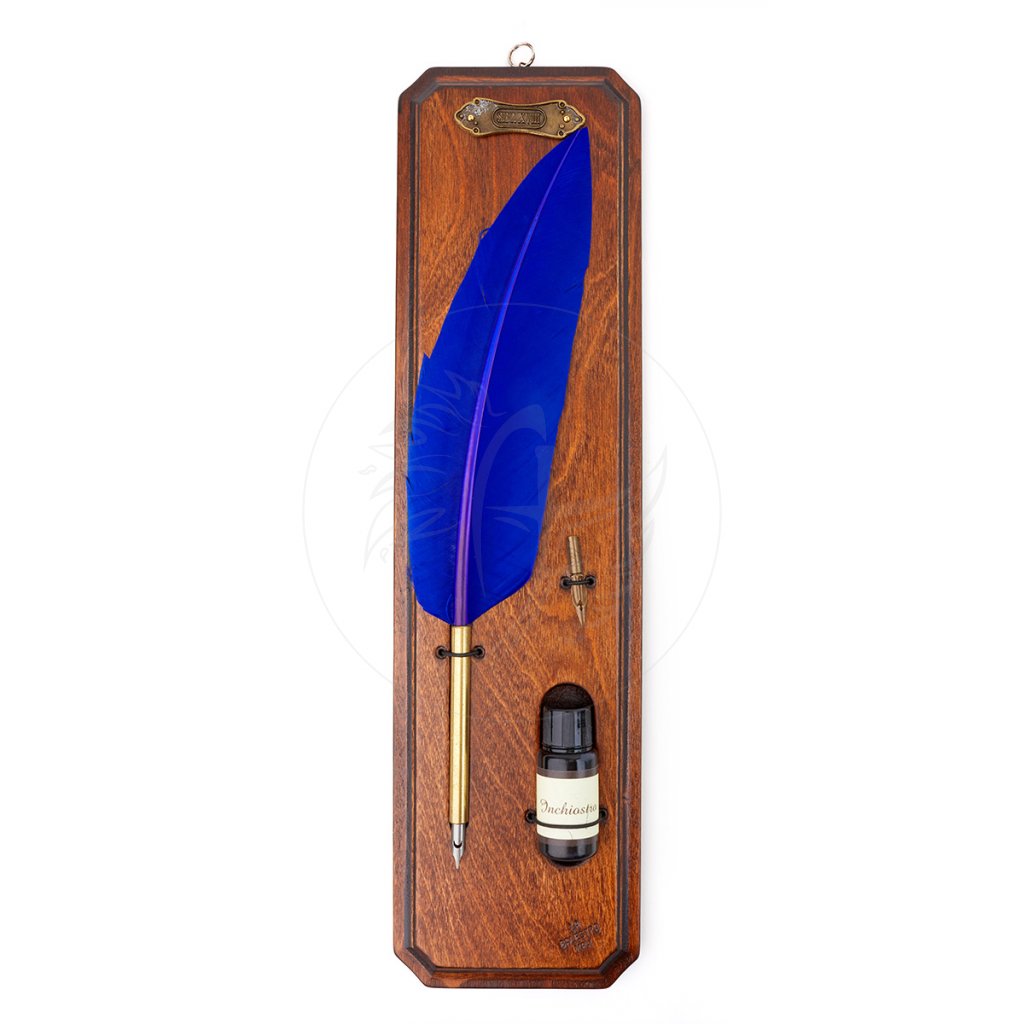 Vintage brk s inkoustem "AZURE FEATHER" modrý