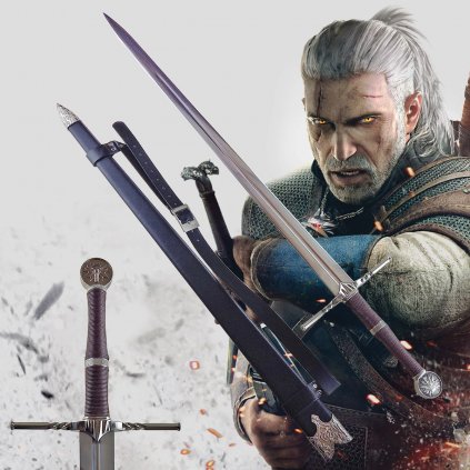 Dlouhý Zaklínačský meč/WITCHER - ocelový "SWORD ON HUMANS" s pevnou pochvou a popruhem!