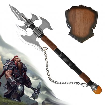 Fantasy sekera "MIGHTY AXE" s plaketou na zeď