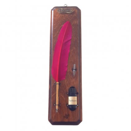 Vintage brk s inkoustem "PINK FEATHER" růžový