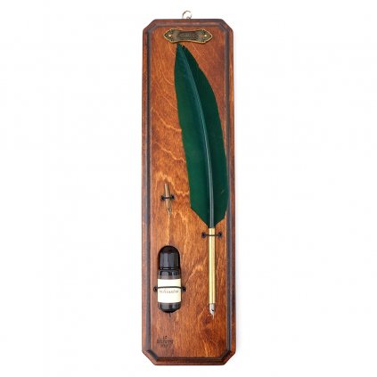 Vintage brk s inkoustem "VERDANT FEATHER" temně zelený