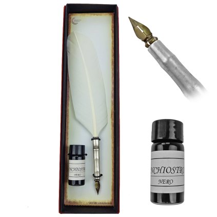 Vintage brk s inkoustem "WHITE FEATHER" bílý