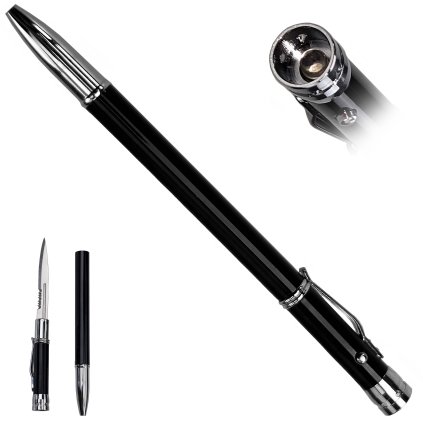 Multifunkční propiska "DEADLY BLACK" se svítilnou