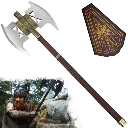 Celokovová sekera "AXE OF GIMLI" s plaketou - Pán Prstenů